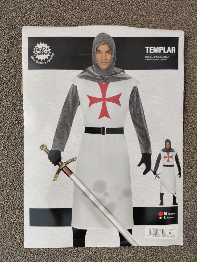 Tempelier/ridder kostuum maat M met zwaard, Ophalen of Verzenden, Zo goed als nieuw, Bovenkleding