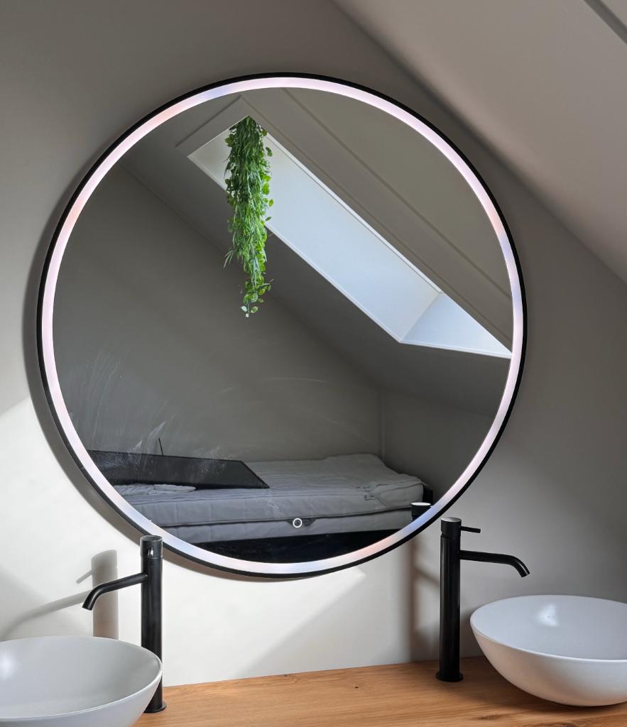 Ronde badkamer spiegel met LED verlichting, Ophalen, Gebruikt, Overige typen