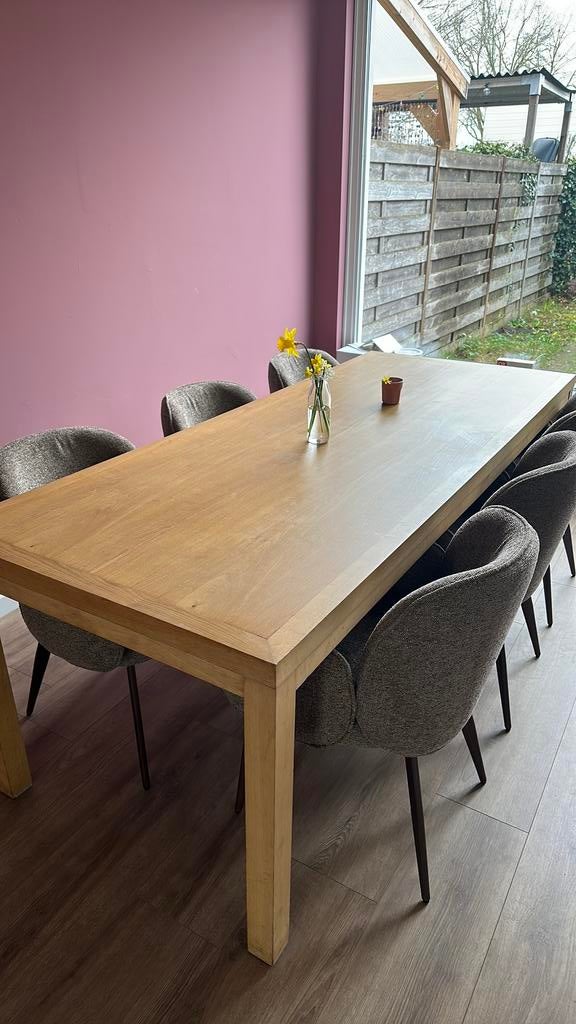 Eettafel 220x90, Huis en Inrichting, Tafels | Eettafels, Ophalen, Gebruikt, Eikenhout, 200 cm of meer