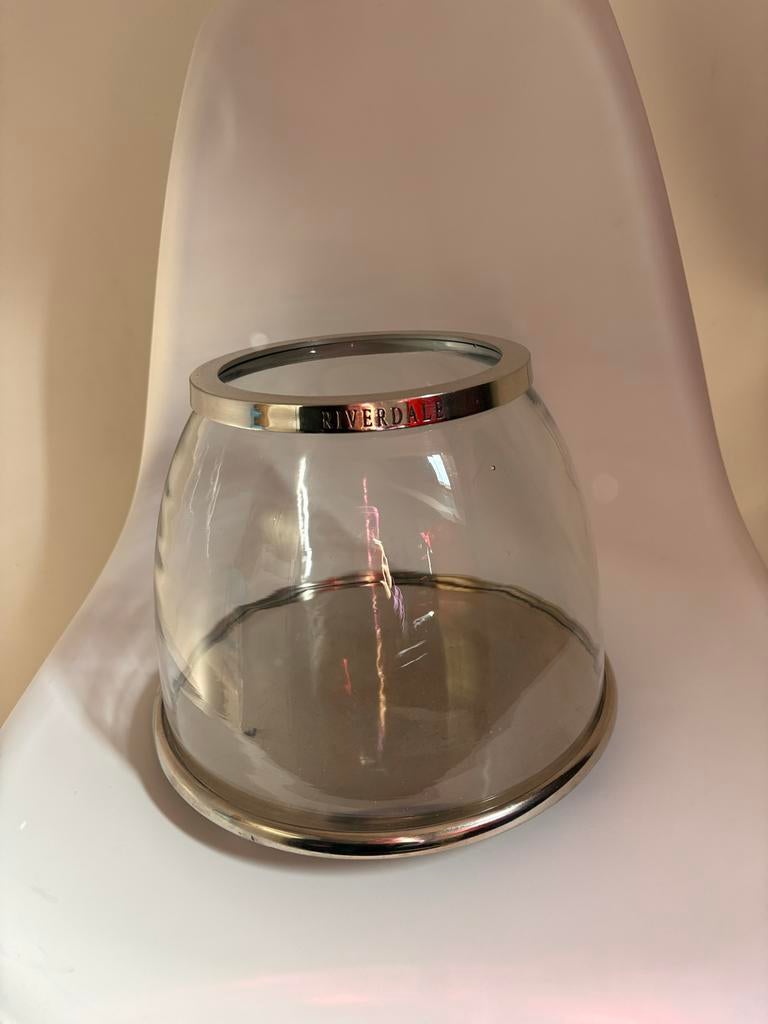 Riverdale windlicht, Huis en Inrichting, Woonaccessoires | Overige, Gebruikt, Glas, Zilver, Modern, Ophalen of Verzenden