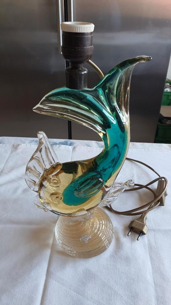 Murano lampenvoet Vis uit 1950 Hoog 35,5 cm Gewicht 2,3 kg, Antiek en Kunst, Antiek | Glas en Kristal, Ophalen