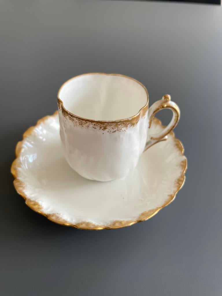 MR France Porseleinen Kop en Schotel Wit/Goud, Ophalen of Verzenden