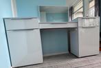 Witte kaptafel met spiegel en lades, Ophalen of Verzenden, Gebruikt, Hout, 100 tot 150 cm