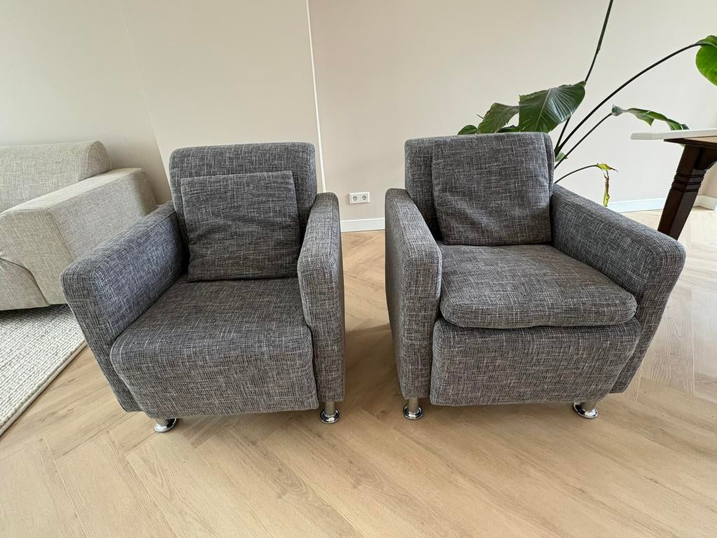 Grijze stoelen/fauteuils (ook met hocker beschikbaar), Ophalen, Zo goed als nieuw, 75 tot 100 cm, 50 tot 75 cm