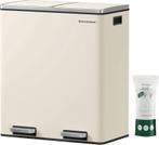 SONGMICS Afvalemmer 2x30L, Pedaalemmer, Crème, LTB060A01, Met pedaal, 50 tot 75 cm, Nieuw, 40 liter of meer