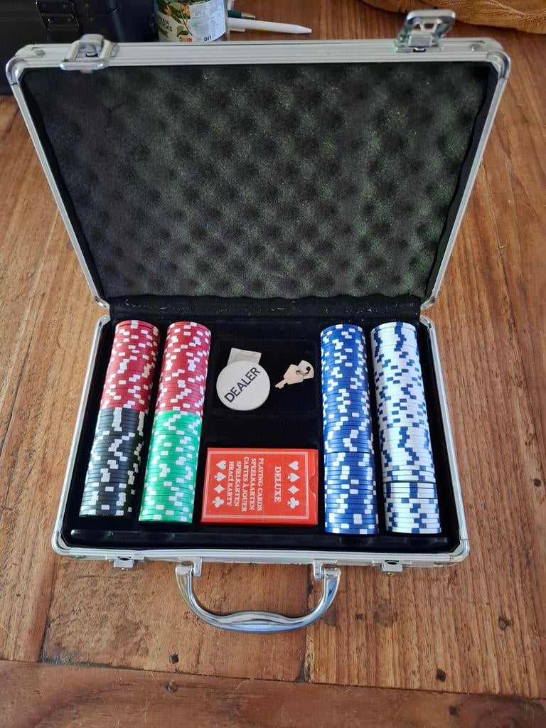 Pokerset in aluminium koffer - Compleet, Vijf spelers of meer, Ophalen of Verzenden, Gebruikt, Onbekend