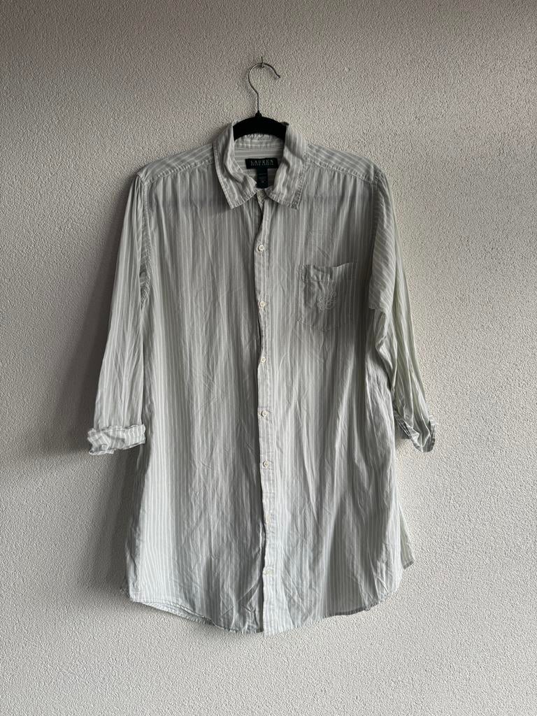 Vintage Y2K Ralph Lauren groen gestreept overhemd, Maat 38/40 (M), Ophalen of Verzenden, Zo goed als nieuw, Ralph Lauren