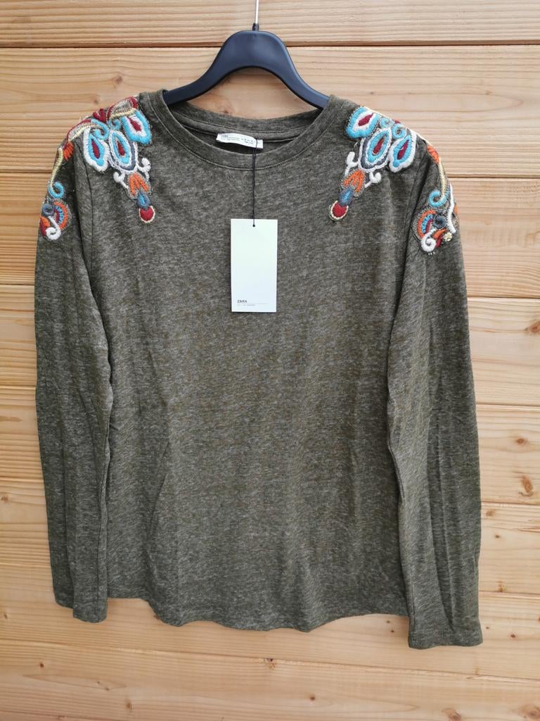 ZARA trui met borduursel mt. S/M, Overige kleuren, Verzenden, Zara, Nieuw