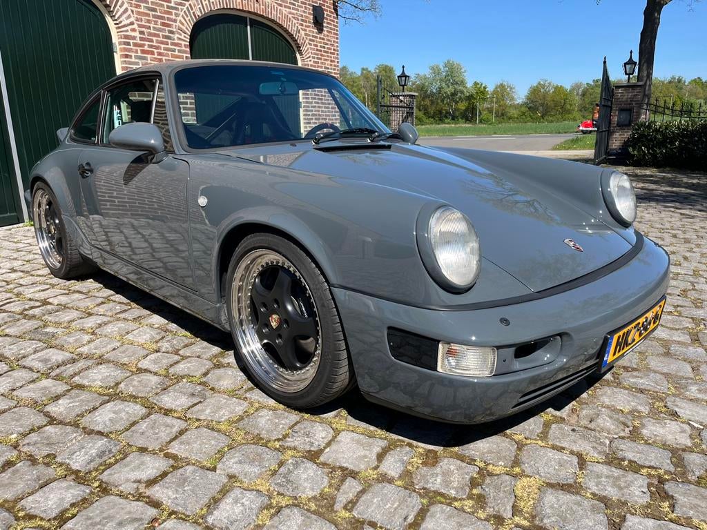 Porsche 964 RS uitgevoerd , 18 inch , rolkooi, ducktail, Zwart, Leder, Bedrijf, Handgeschakeld