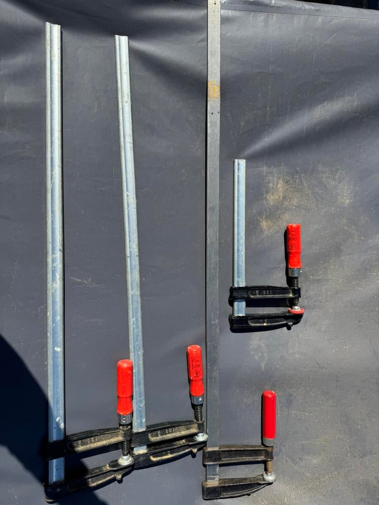 Vier lijmklemmen, lijmtangen, Doe-het-zelf en Verbouw, Gereedschap | Handgereedschap, Ophalen of Verzenden, Gebruikt