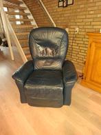 Relax stoel elektrisch donker blauw, Ophalen, Gebruikt, 75 tot 100 cm, Leer