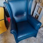 Oorfauteuil leer blauw, Ophalen, Gebruikt, 50 tot 75 cm, Leer