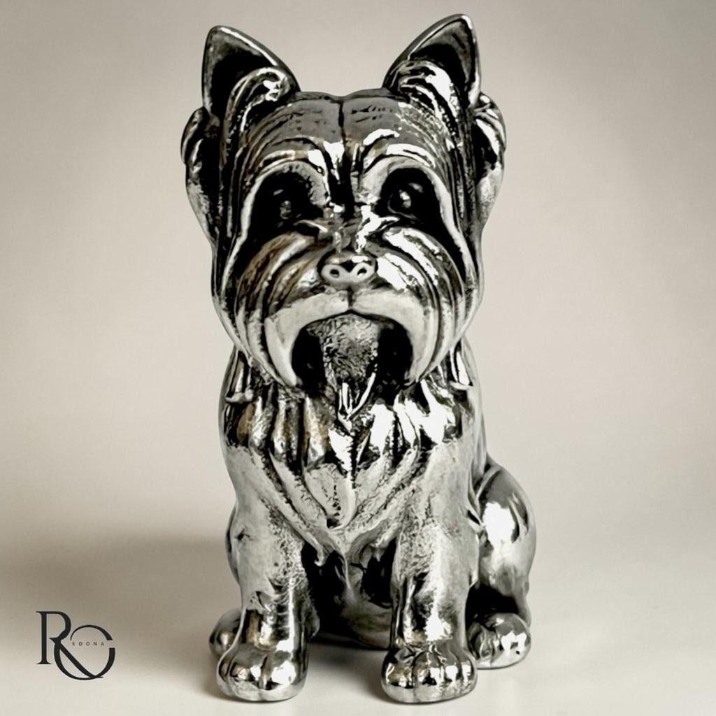 Yorkshire Terrier (zittend)  Zilveren Miniatuur 925 Sterling, Ophalen of Verzenden, Zilver