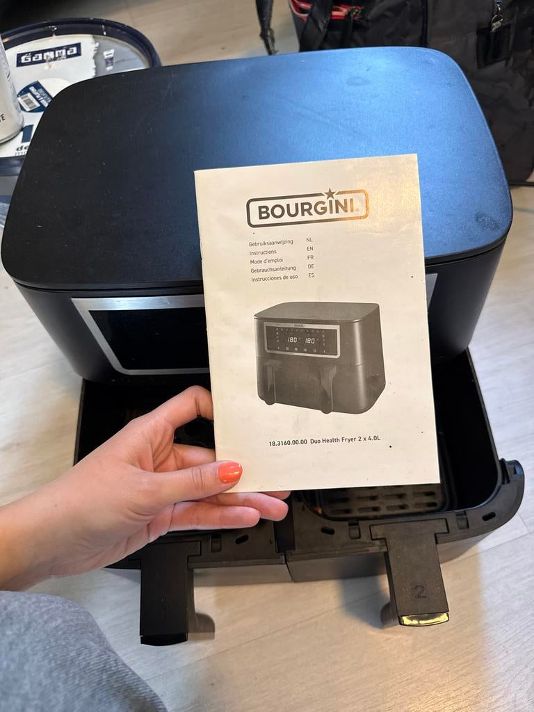 Bourgini Duo Health Fryer 2 x 4.0L - Gebruikt, werkt goed, Ophalen, Gebruikt, Airfryer XL, 1500 gram of meer