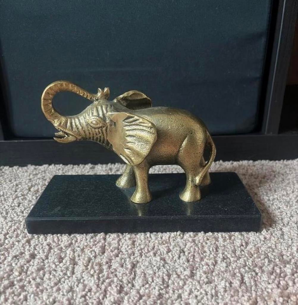 Decoratief olifant beeldje op marmeren sokkel, Huis en Inrichting, Woonaccessoires | Overige, Ophalen of Verzenden, Klassiek, Zo goed als nieuw