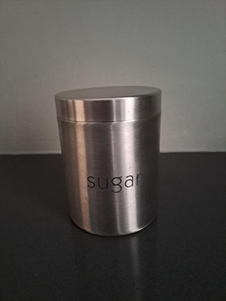 RVS voorraadpot voor suiker sugar, Ophalen of Verzenden, Gebruikt