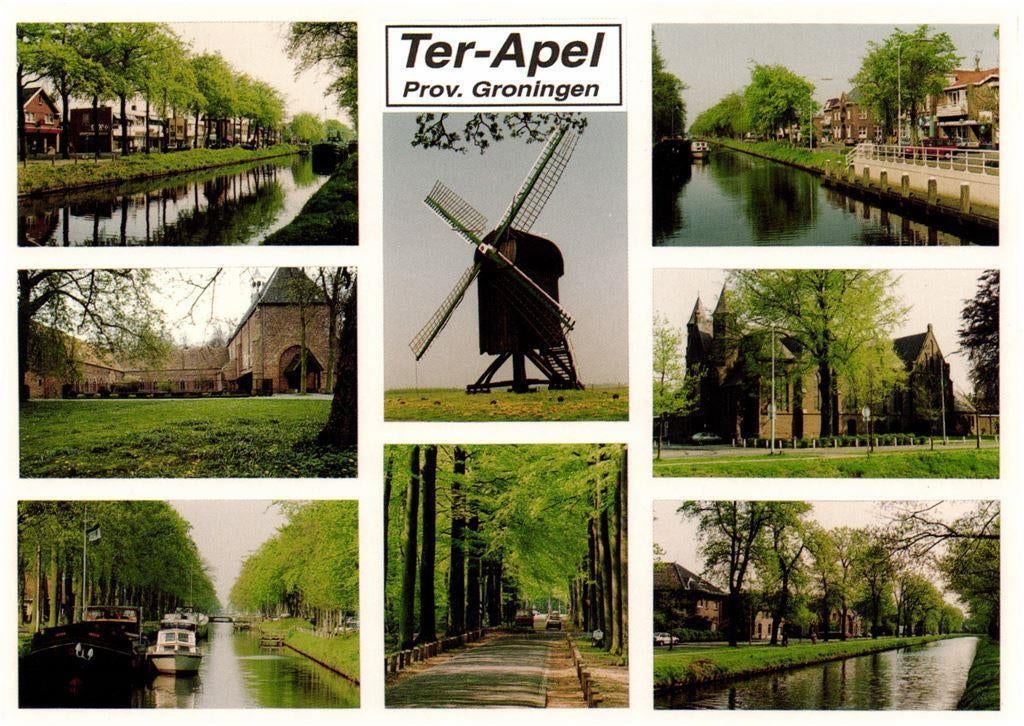 Ter-Apel Prov. Groningen - 8 afb o.a. molen - ongelopen, Ophalen of Verzenden, Voor 1920, Ongelopen, Groningen