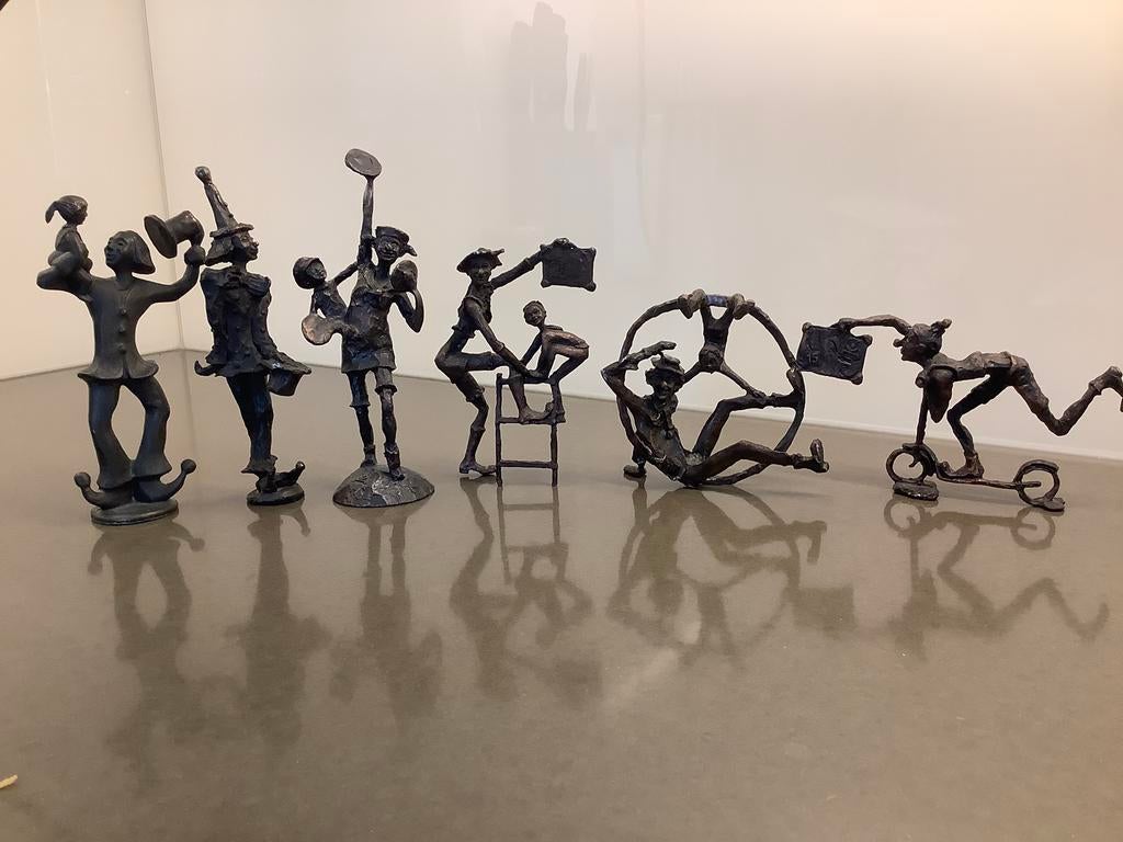 Bronzen CliniClowns beeldjes 6x waarvan 2x Corry Ammerlaan, Ophalen of Verzenden, Zo goed als nieuw, Mens