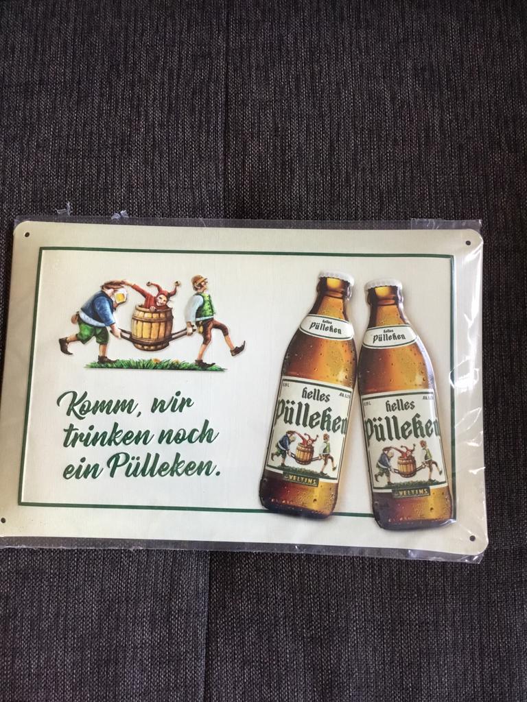 Metalen bord met bier reclame, Verzamelen, Ophalen, Nieuw, Reclamebord