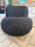 Draai Fauteuil zwart Teddy stof, Ophalen, Eenpersoons, 75 tot 100 cm, Zo goed als nieuw