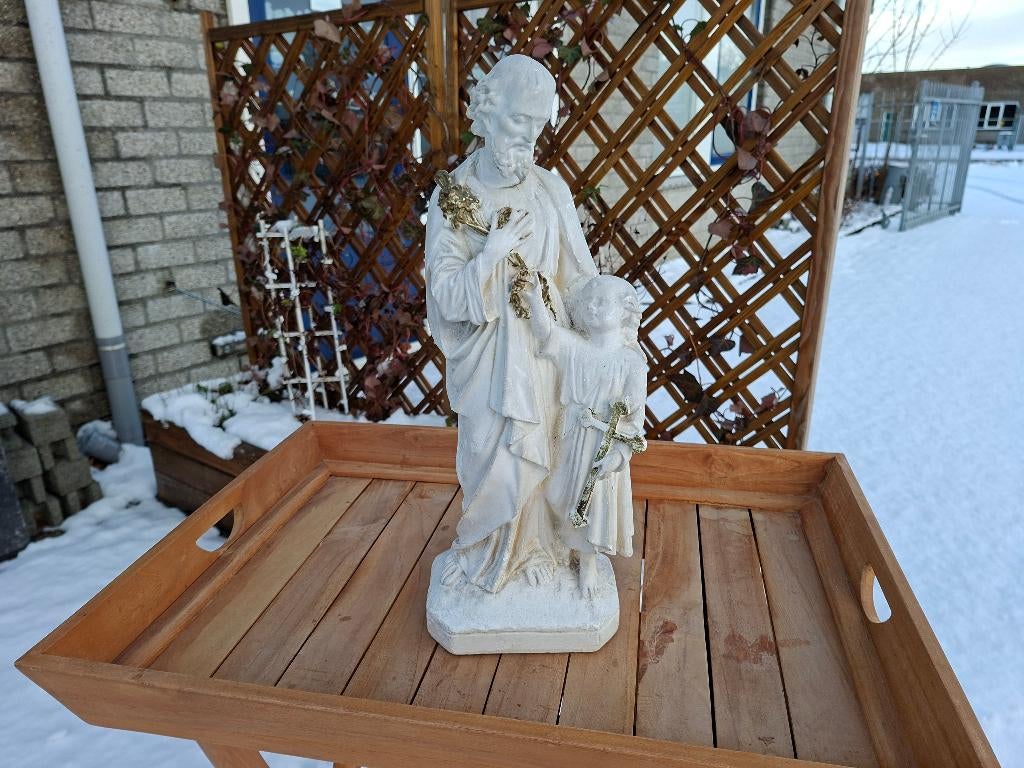 antiek heiligen beeld Jozef met jezus, Antiek en Kunst, Ophalen of Verzenden