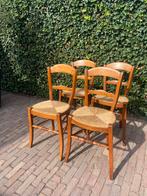 4 antieke stoeltjes met biezen zitting, Gebruikt, Bruin, Vier, Hout