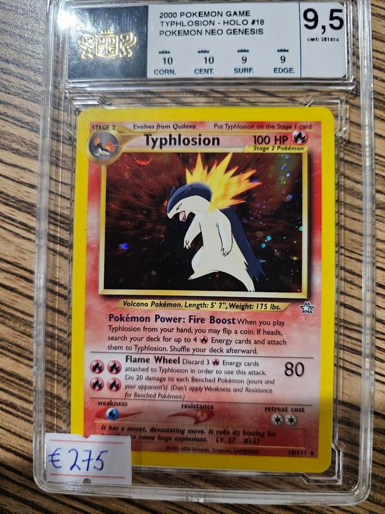 Typhlosion Neo Genesis Holo #18 WDTc Grade 9.5 Pokémon Kaart, Ophalen of Verzenden