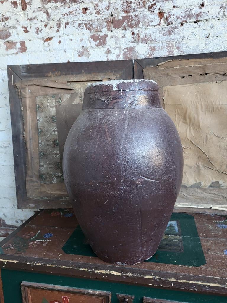 Grote antieke franse olijfkruik/ allegonda, Tuin en Terras, Tuinvazen, Ophalen of Verzenden