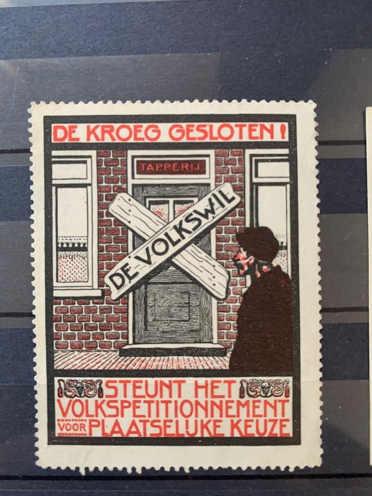 Sluitzegel anti Alcohol de kroeg gesloten, Ophalen of Verzenden, T/m 1940, Gestempeld