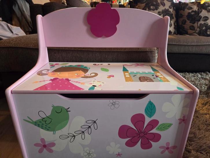 Roze kinderbankje met opbergruimte voor meisjes, Kinderen en Baby's, Speelgoed | Overig, Gebruikt, Meisje, Ophalen