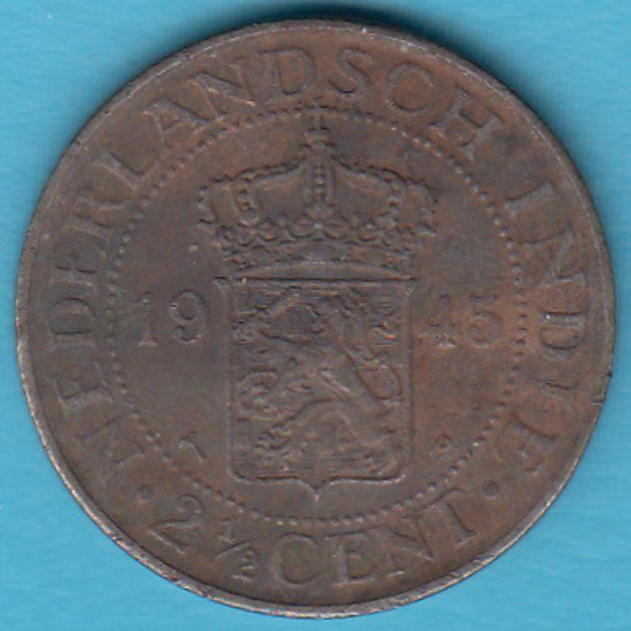 Nederlands-Indië 2½ cent 1945 Wilhelmina, Scho. 932, Postzegels en Munten, Munten | Nederland, Losse munt, Overige waardes, Koningin Wilhelmina