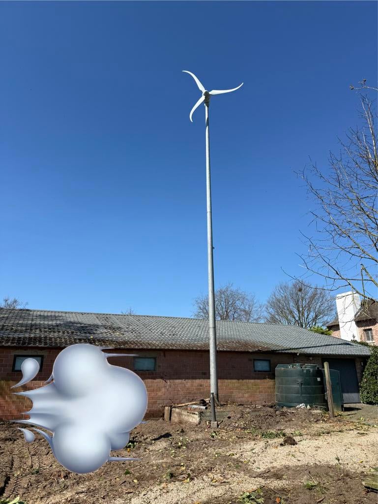 Windturbine voor private energieopwekking, ca. 15m hoog, Ophalen, Gebruikt, Overige typen, 200 wattpiek of meer