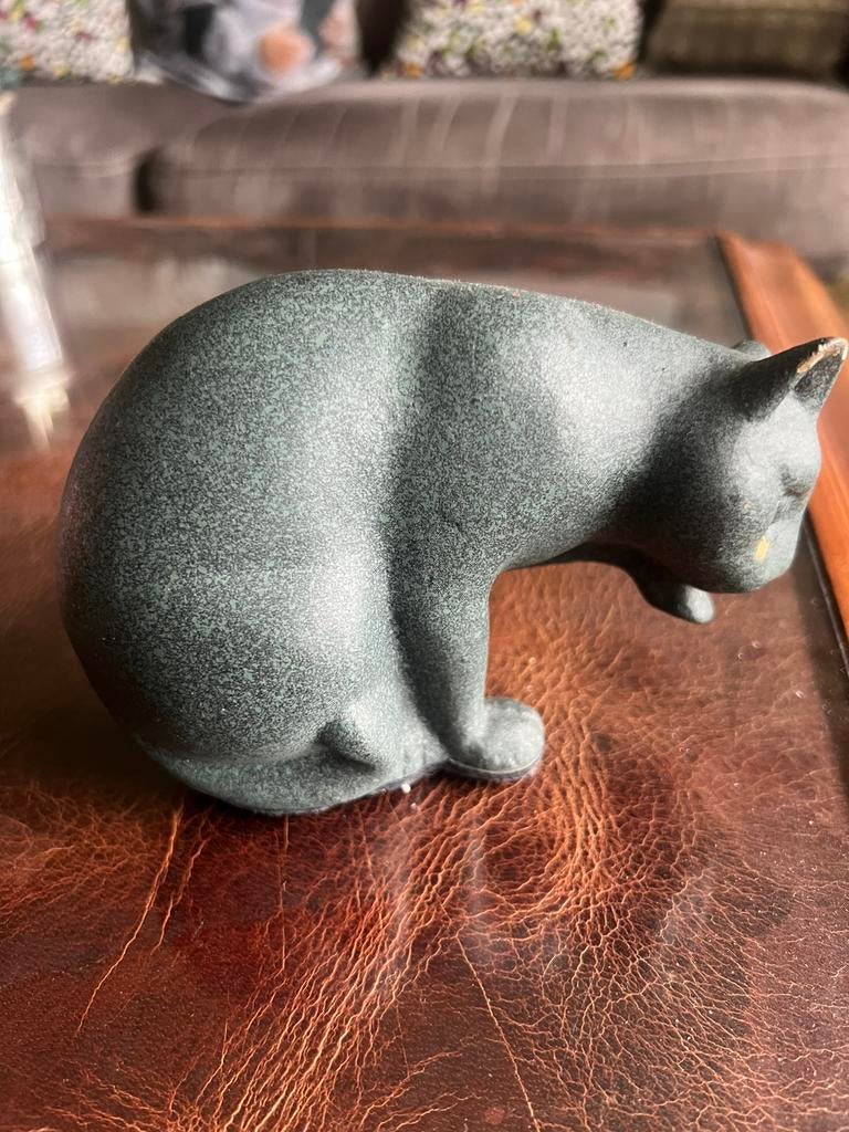 Vintage Bronzen Kat Franklin Mint., Ophalen of Verzenden, Zo goed als nieuw, Dier