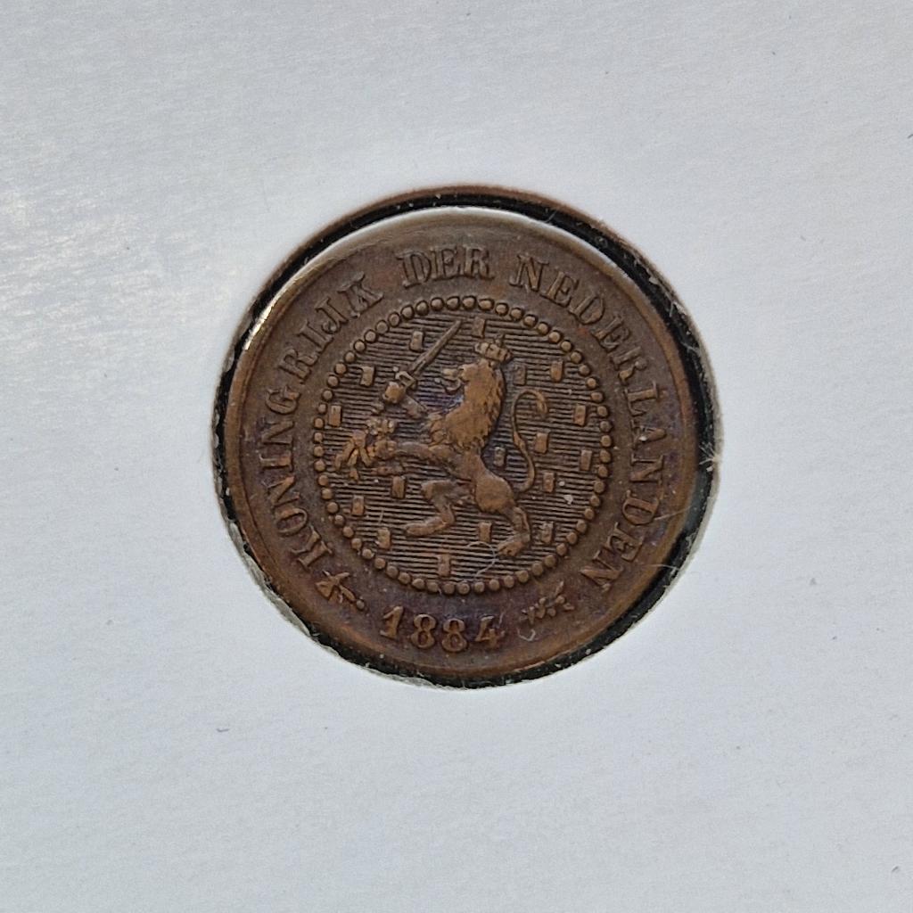 Halve cent 1884 Willem III, Ophalen of Verzenden, Koning Willem III, Overige waardes, Losse munt