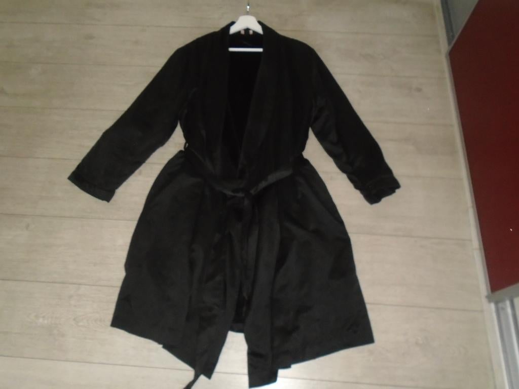 Hunkemoller Noir Satijn Fleece Gevoerd Badjas Kimono XL-XXL, Hunkemöller, Verzenden, Zwart, Badjas