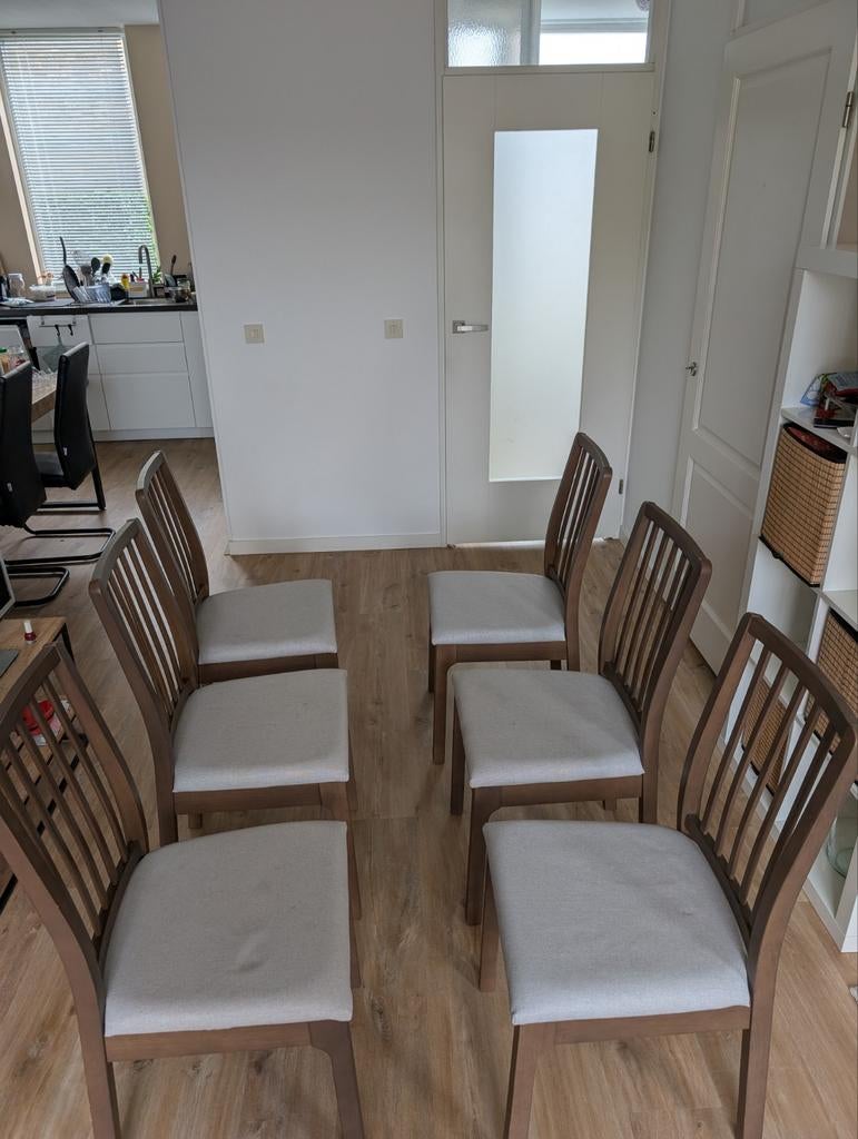6 Ikea Ekedalen eetkamerstoelen  met kussens, Huis en Inrichting, Ophalen, Gebruikt, Bruin, IKEA Ekedalen