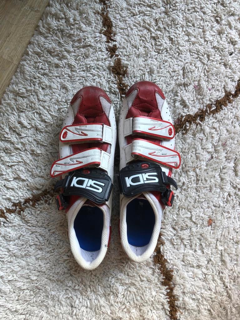 Sidi fietsschoenen rood/wit - Maat 47, Fietsen en Brommers, Fietsaccessoires | Fietskleding, Gebruikt, Schoenen, Ophalen of Verzenden