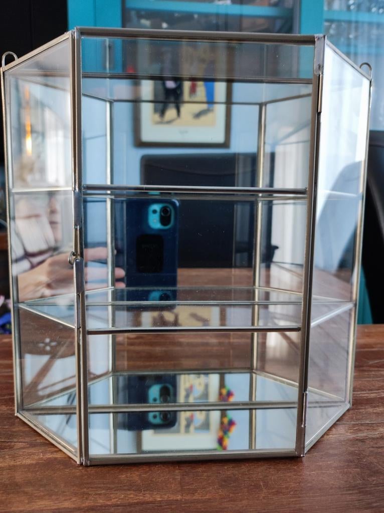 Vitrinekastje zilverkleurig., Huis en Inrichting, Kasten | Vitrinekasten, Ophalen of Verzenden, 25 tot 50 cm, Minder dan 50 cm