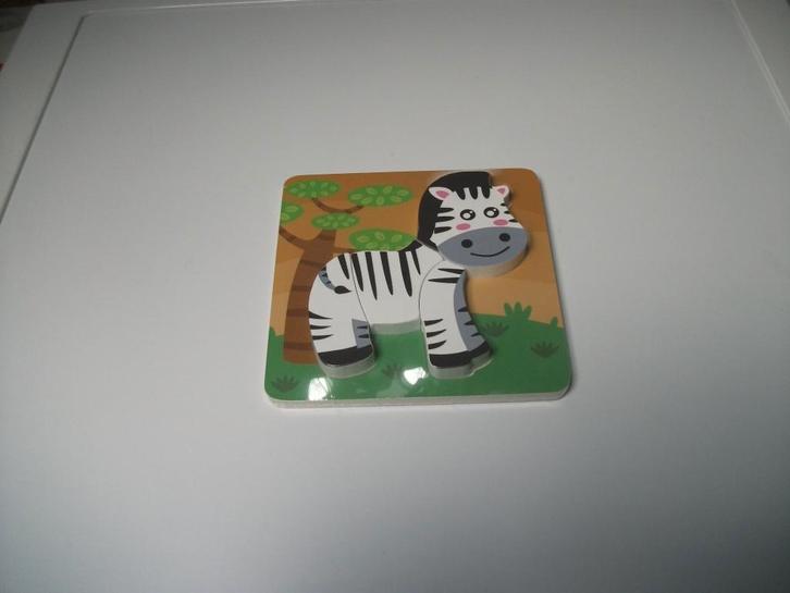 Inlegpuzzel Zebra 4 delig (nieuw), Kinderen en Baby's, Speelgoed | Houten speelgoed, Gebruikt, Ophalen of Verzenden