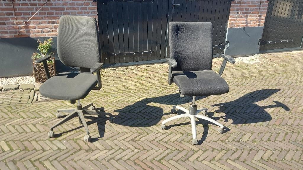 2 zwarte bureau stoelen, Ophalen, Gebruikt, Zwart, Bureaustoel
