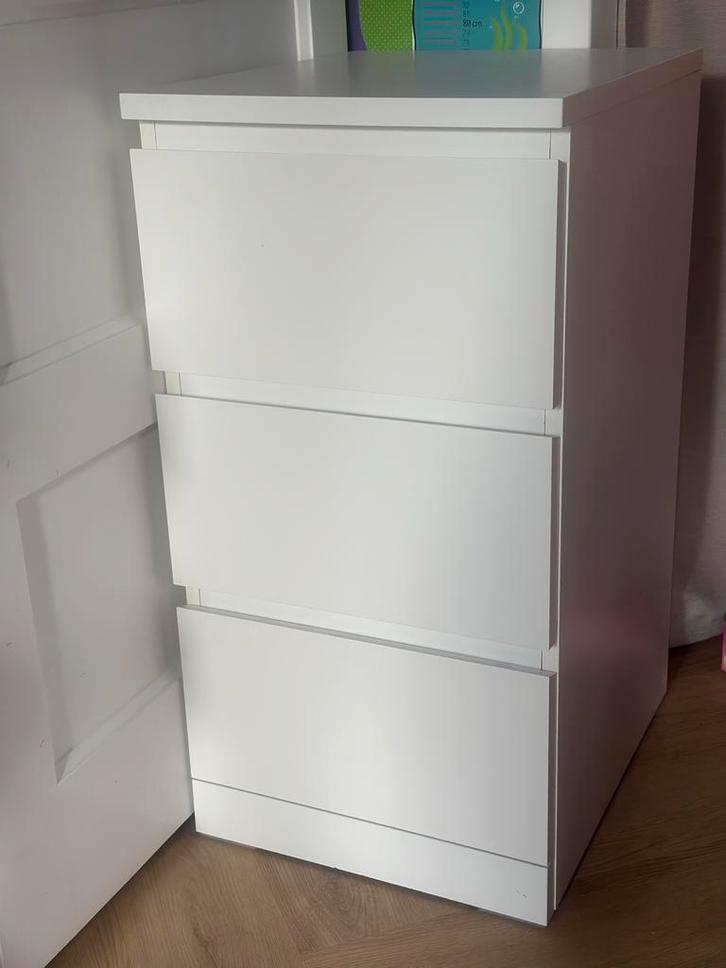 Witte ladekast met 3 lades, Huis en Inrichting, Kasten | Ladekasten, Zo goed als nieuw, Minder dan 100 cm, Minder dan 50 cm, 25 tot 50 cm