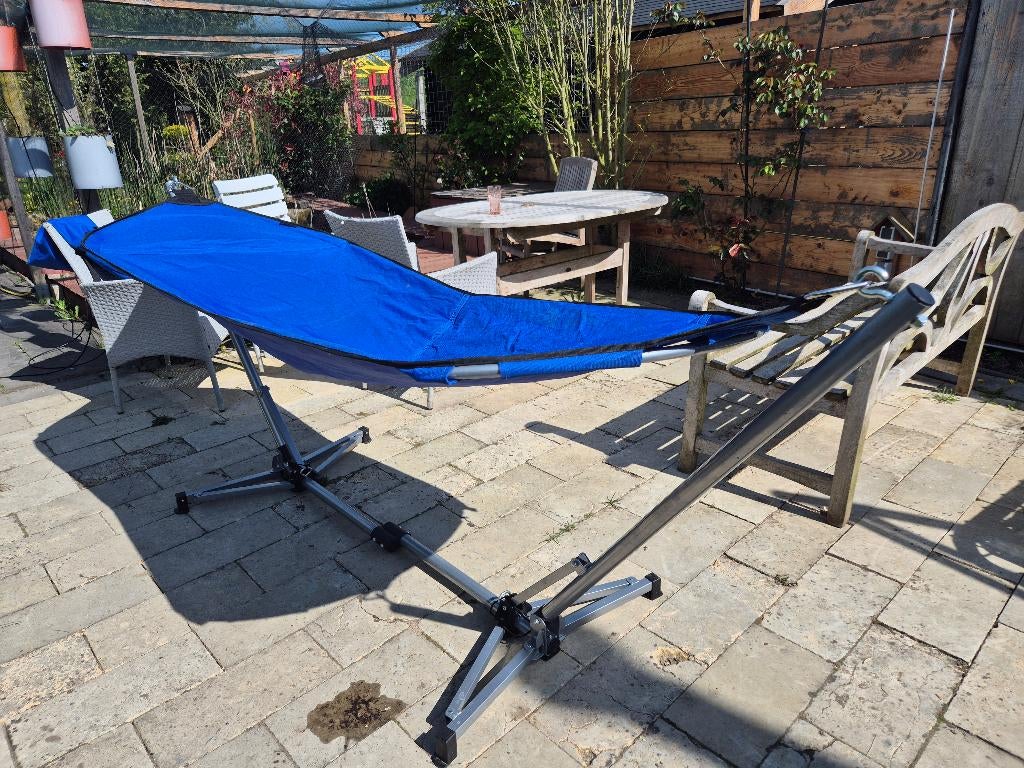 Hangmat Travel& Co blauw, Tuin en Terras, Hangmatten, Ophalen, Opvouwbaar, Gebruikt, Eenpersoons