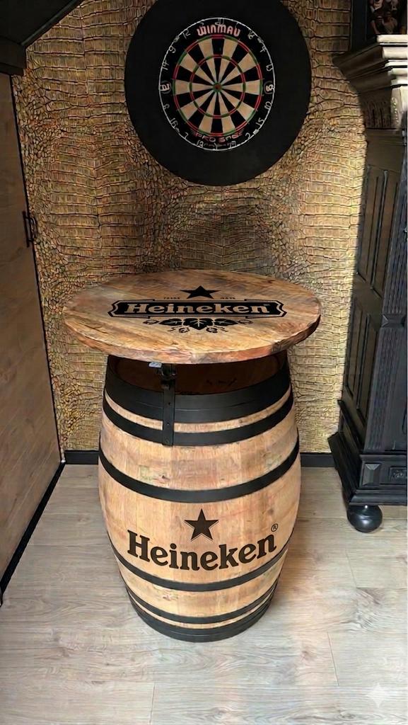 Heineken biervat tafel of ander logo/merk, Huis en Inrichting, Gebruikt, 50 tot 100 cm, Rond, Ophalen of Verzenden