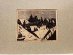 Piet Heldoorn (1905-1971) Dorpsgezicht in winter - ets, Ophalen of Verzenden