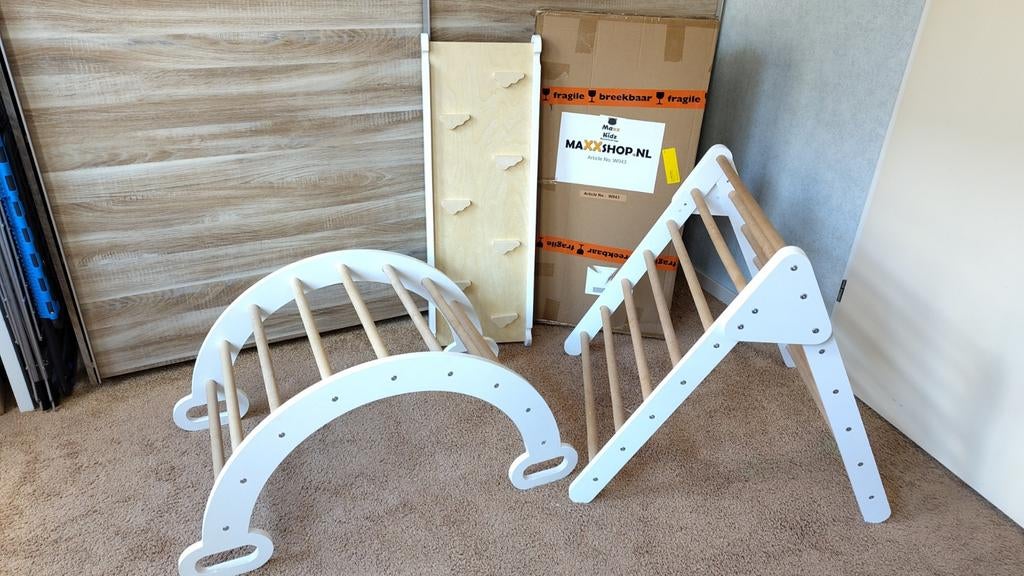 Klimset 3 delig van Pikler, Kinderen en Baby's, Speelgoed | Buiten | Speeltoestellen, Zo goed als nieuw, Glijbaan, Ophalen