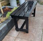 Tuinbank zonder rugleuning, kleur diep zwart., Tuin en Terras, Tuinbanken, Ophalen, Zo goed als nieuw, Hout