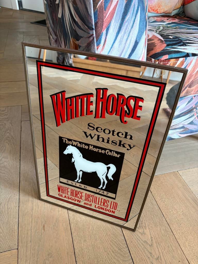 Reclame spiegel White Horse Whisky, Verzamelen, Ophalen of Verzenden, Gebruikt, Reclamebord