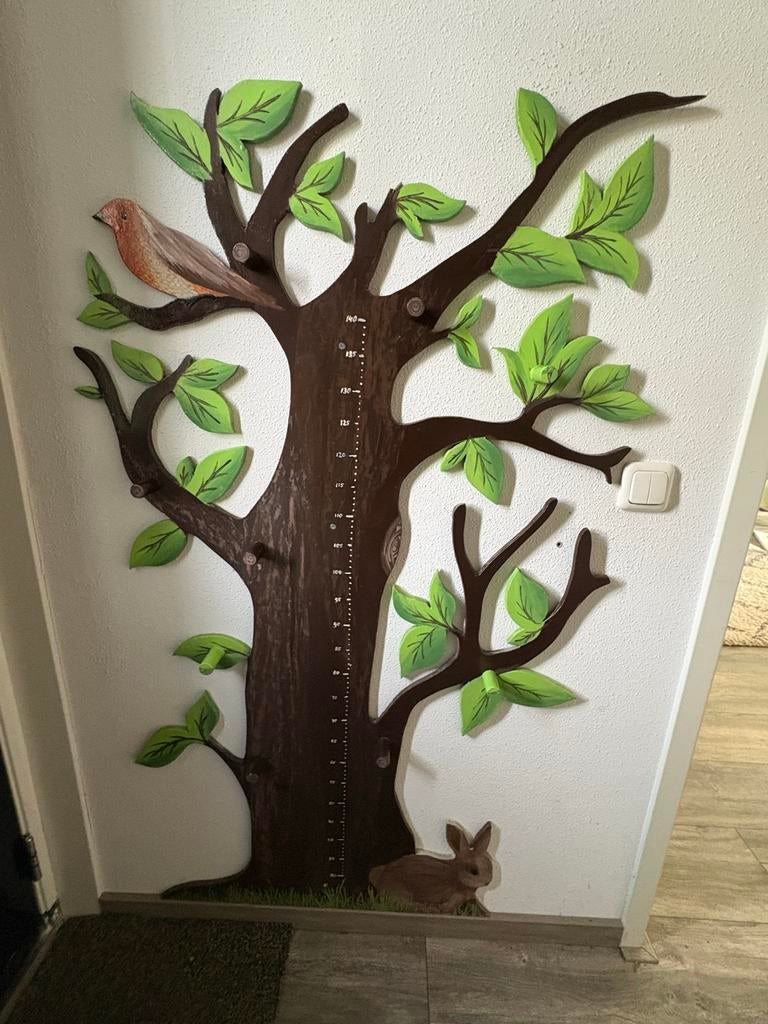 Boom hout met lengtemeter, Ophalen, Gebruikt, Wanddecoratie