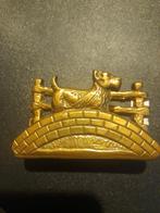 Oude brievenhouder messing met hondje, Ophalen of Verzenden