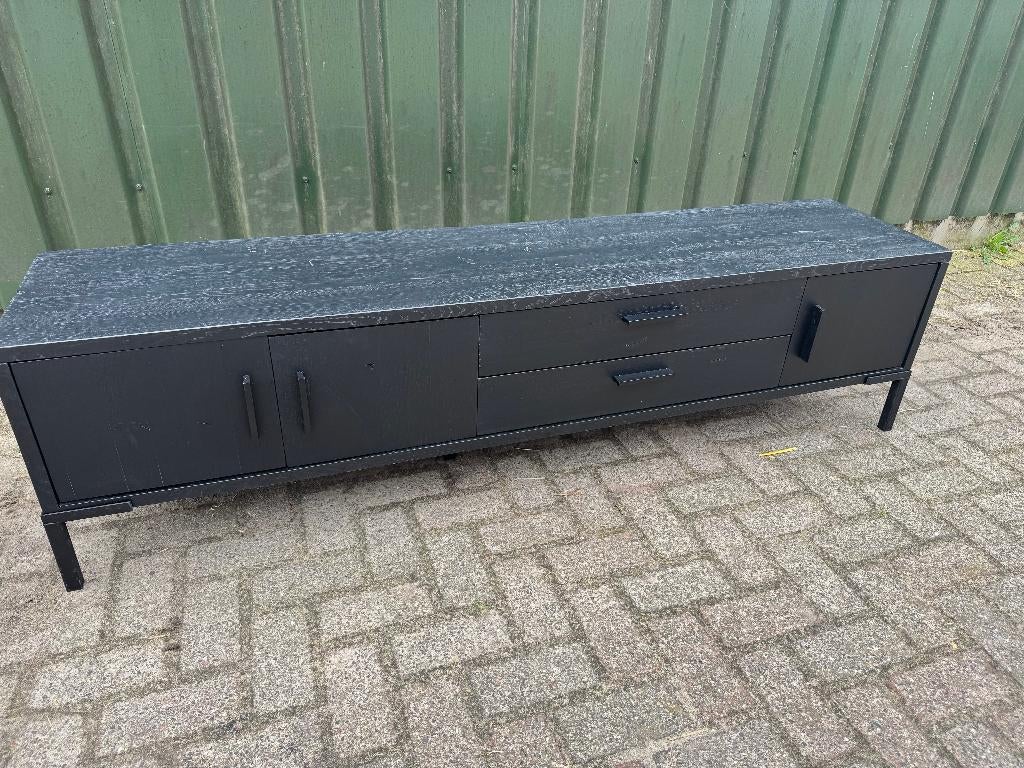 Tv meubel zwart, Ophalen, 150 tot 200 cm, Zo goed als nieuw, Overige materialen